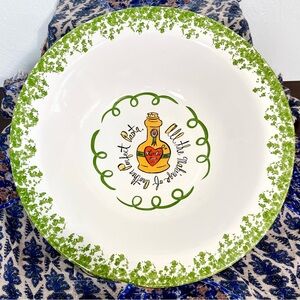 Bath & Body Works green Spongeware ceramic XL pasta dish Italian bowl